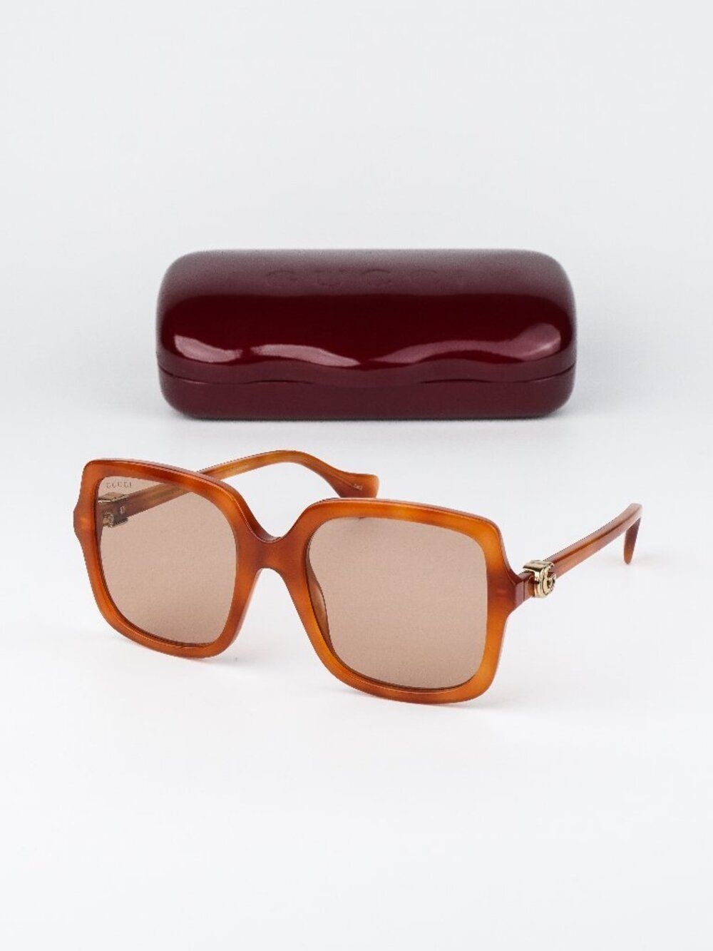 Gucci Women Sunglasses Havana Brown Square GG1070S 002 NEW AUTHENTIC